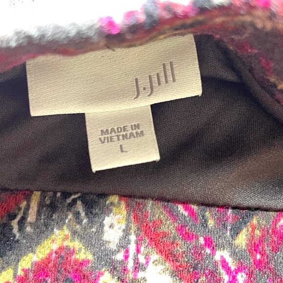 J.Jill Straight & Pencil Stretch Skirt L Multicolor Cotton Blend Geometric Print - Picture 4 of 7